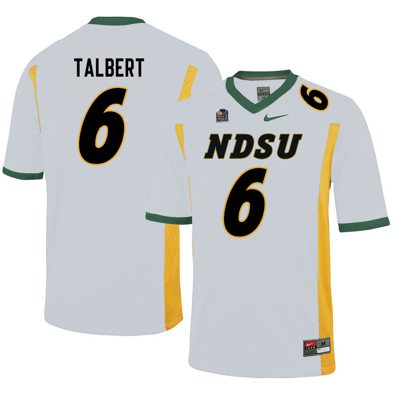 Men #6 Destin Talbert North Dakota State Bison College Football Jerseys Sale-White